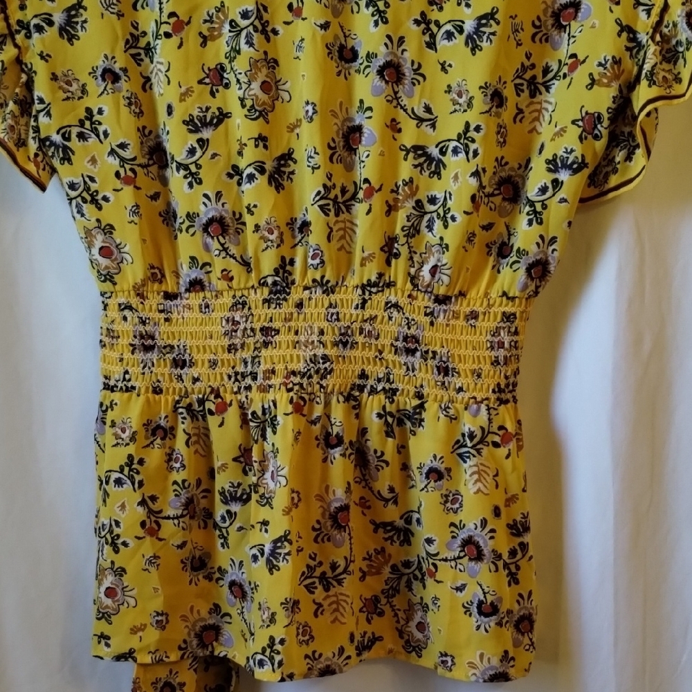 Max Studio Yellow Floral Ruffle Blouse - Picture 6 of 12